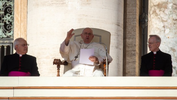 Pope Francis during his weekly general audience in Saint Peter's square at the Vatican