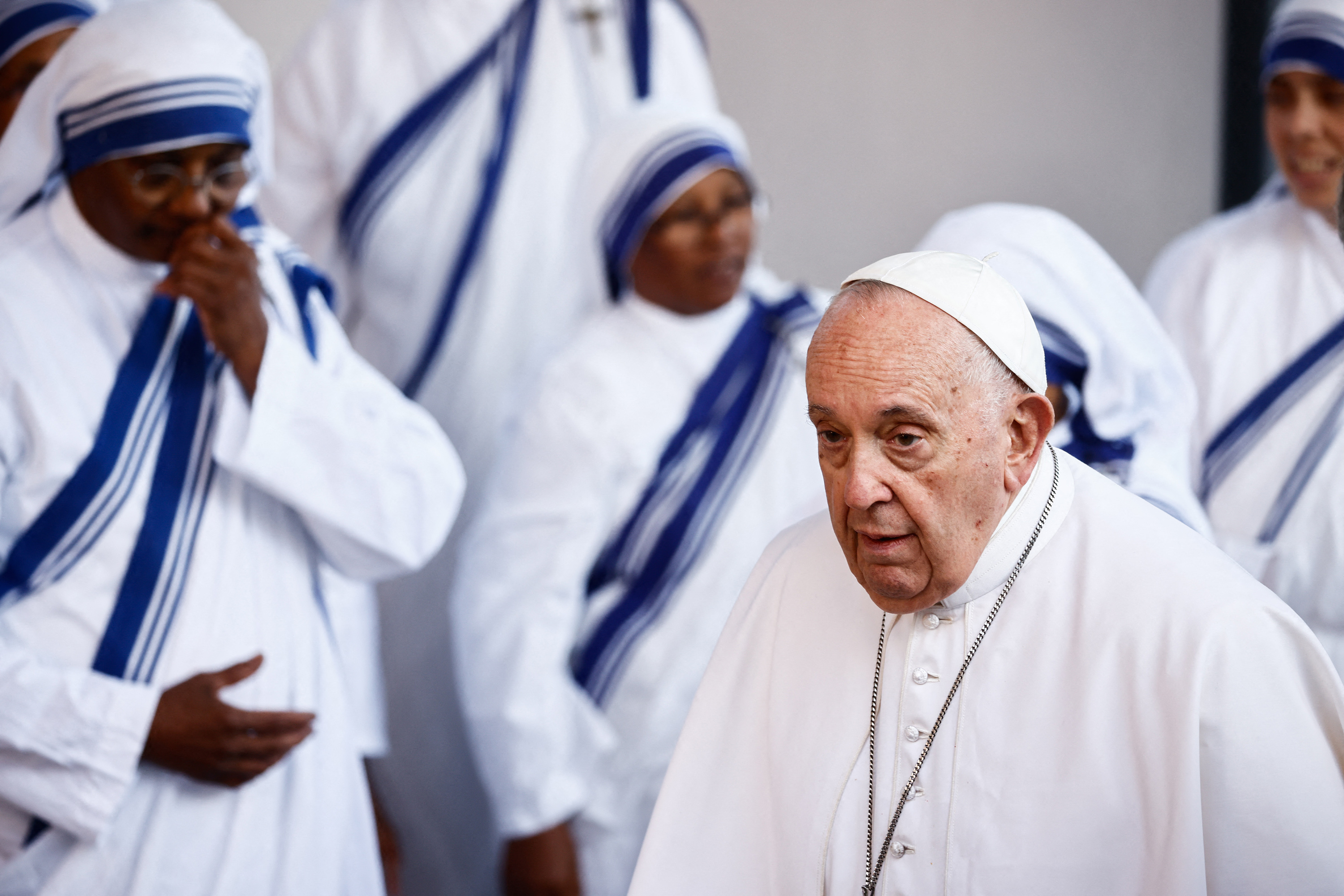 Pope Francis private meeting with people experiencing economic hardship at the House of the Missionaries of Charity