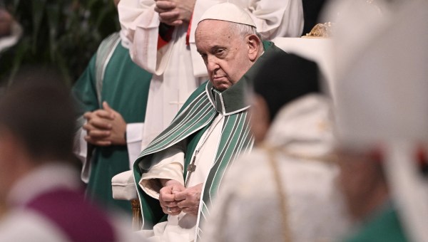 Pope Francis leads a mass for the closing of the 16th general assembly of the synod of bishops