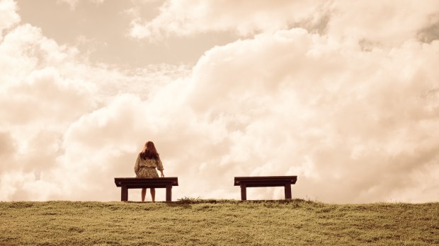 woman cloud alone lonely solitude