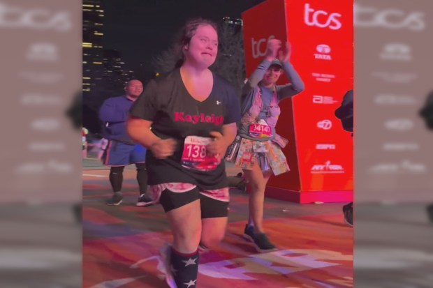 Kayleigh Williamson as she finishes the NYC Marathon