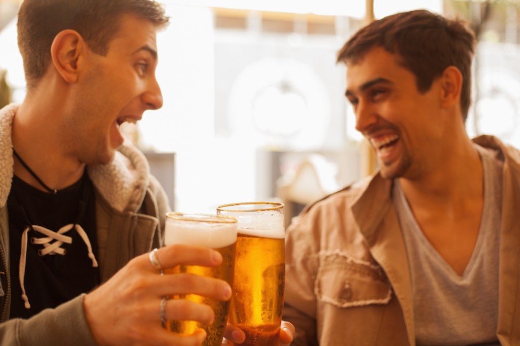 young men temperance laughing beer alcohol joy