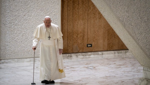 Pope Francis during his weekly general audience in Paul VI Hall at the Vatican on January 31, 2024