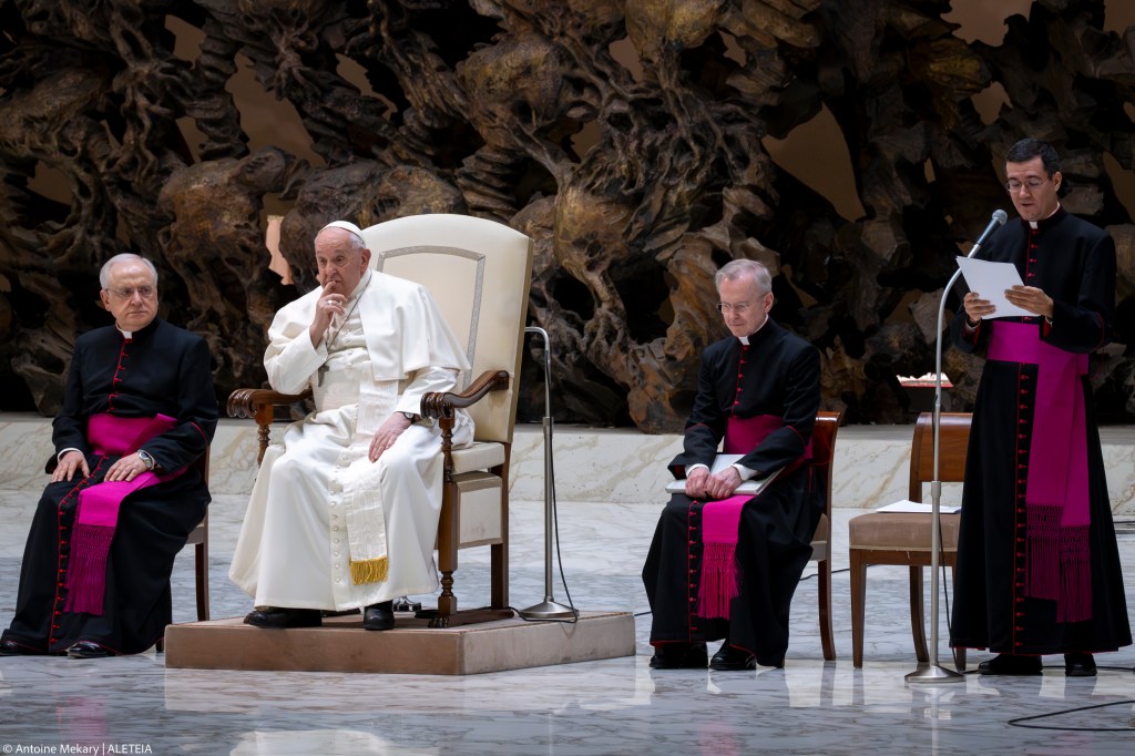Pope Francis during his weekly general audience in Paul VI Hall at the Vatican
