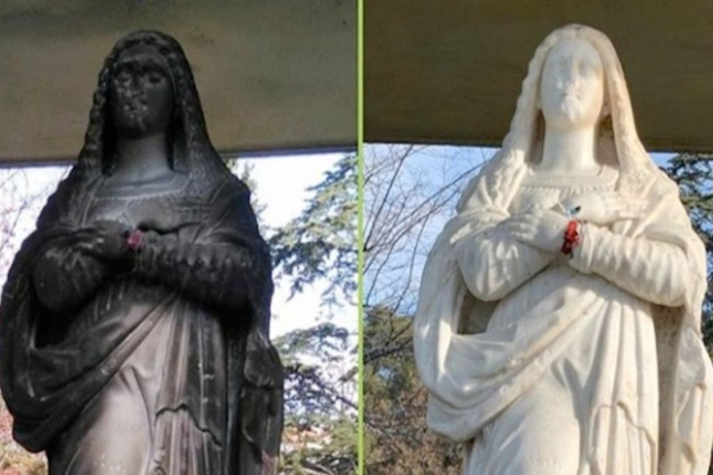 Virgen restaurada por jóvenes en Madrid