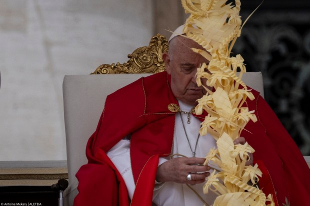 Pope Francis presides the Palm Sunday mass at St Peter's square in the Vatican on March 24, 2024