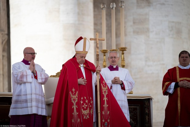 Pope Francis presides the Palm Sunday mass at St Peter's square in the Vatican on March 24, 2024