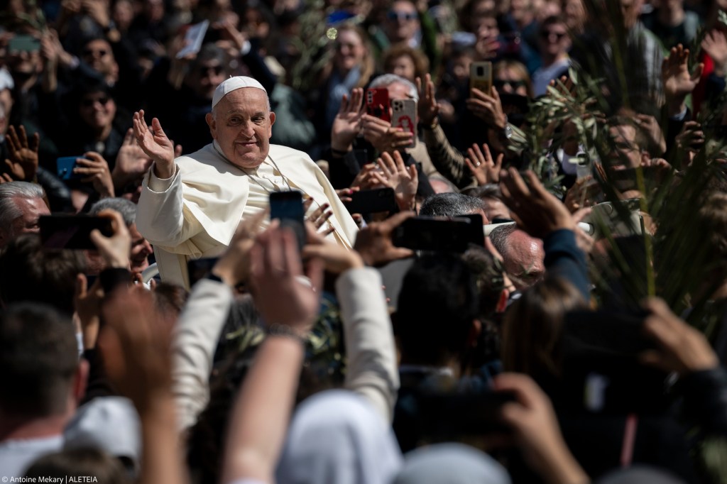 Pope Francis presides the Palm Sunday mass at St Peter's square in the Vatican on March 24, 2024