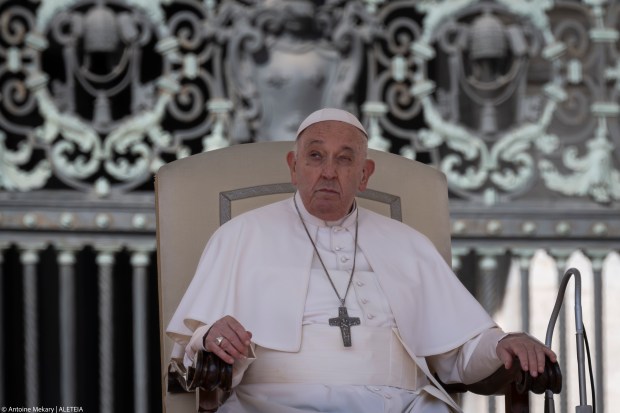 Pope Francis during his weekly general audience at St. Peter's Square at the Vatican on March 20, 2024