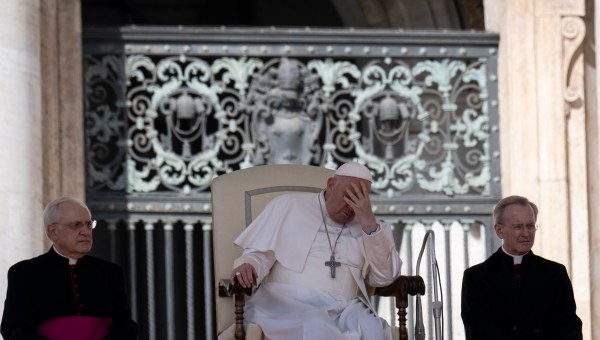 Pope Francis during his weekly general audience at St. Peter's Square at the Vatican on March 20, 2024