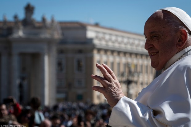 Pope Francis during his weekly general audience at St. Peter's Square at the Vatican on March 20, 2024