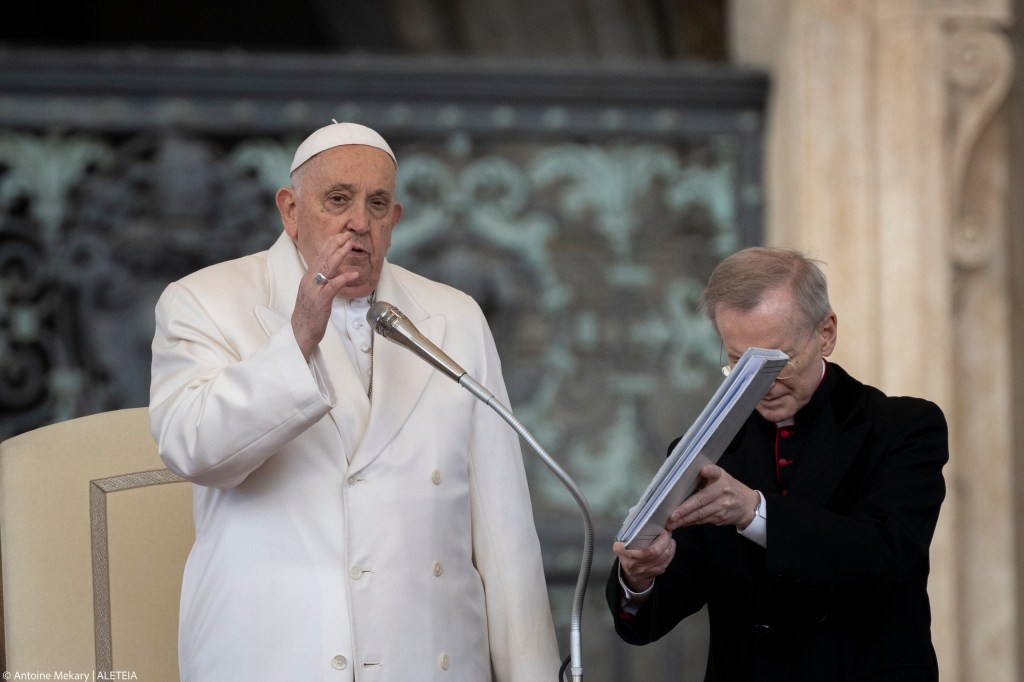 Pope Francis during his weekly general audience at St. Peter's Square at the Vatican on March 06, 2024