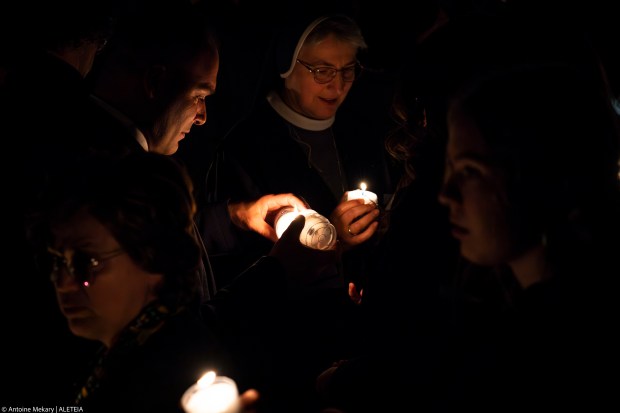 Pope Francis leads the Easter Vigil mass on April 8, 2023