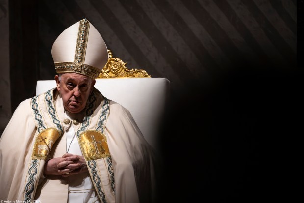 Pope Francis leads the Easter Vigil mass on April 8, 2023