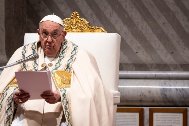Pope Francis leads the Easter Vigil mass on April 8, 2023
