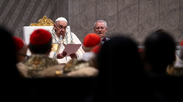 Pope Francis leads the Easter Vigil mass on April 8, 2023