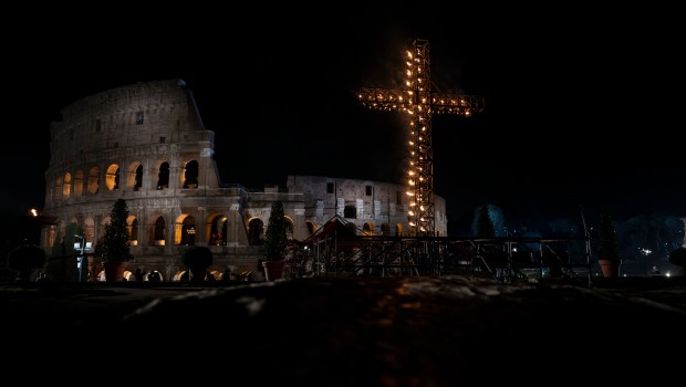 A general view shows the Colosseum before the Way of the Cross (Via Crucis)