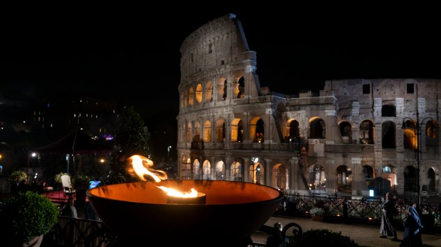 A general view shows the Colosseum before the Way of the Cross (Via Crucis)