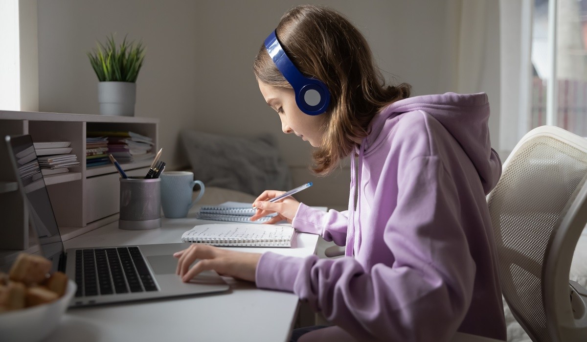 high school girl studying