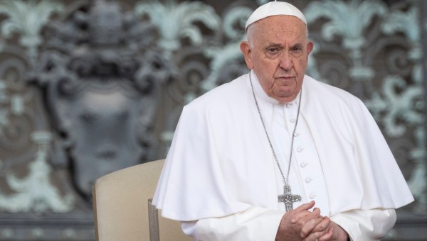 Pope Francis during his weekly general audience in St. Peter's square at the Vatican on May 08, 2024.