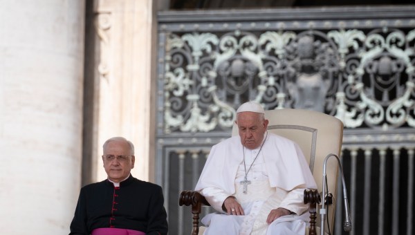 Pope Francis during his weekly general audience in St. Peter's square at the Vatican on May 29, 2024.
