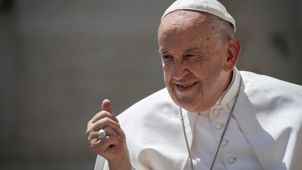 Pope Francis during his weekly general audience in St. Peter's square at the Vatican on May 22, 2024