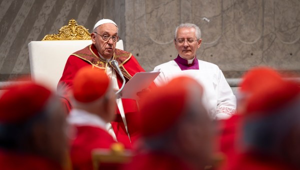 Pope Francis presides over a mass on Pentecost day at St Peter's basilica in The Vatican, on May 19, 2024.