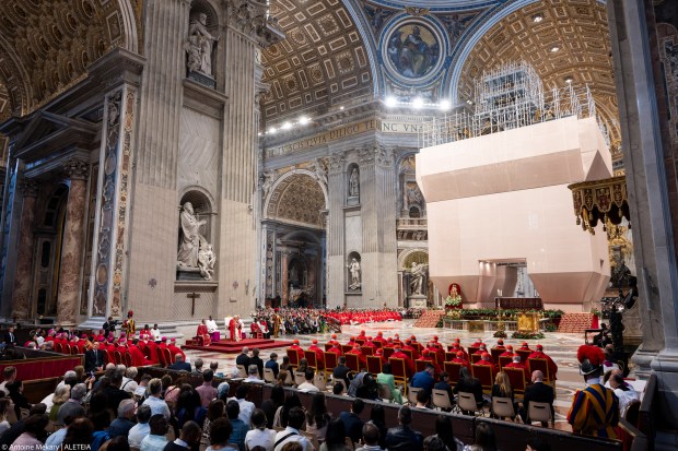 Pope Francis presides over a mass on Pentecost day at St Peter's basilica in The Vatican, on May 19, 2024.