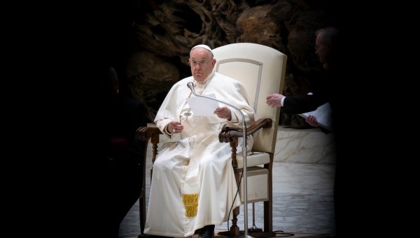 Pope Francis during his weekly general audience in Paul VI Hall at the Vatican on May 01, 2024
