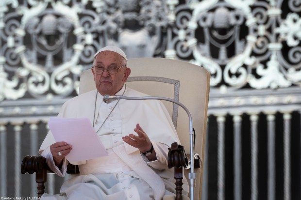 Pope Francis during his weekly general audience in St. Peter's square at the Vatican on June 05, 2024.