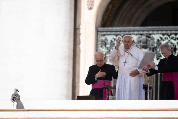 Pope Francis during his weekly general audience in St. Peter's square at the Vatican on June 12, 2024.