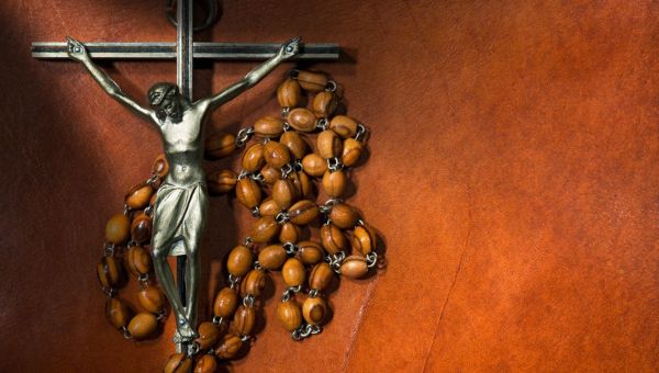 Close up of metal crucifix with Jesus