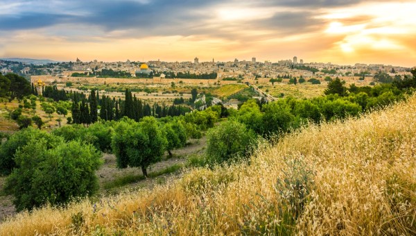 Beautiful sunset clouds over the Old City Jerusalem