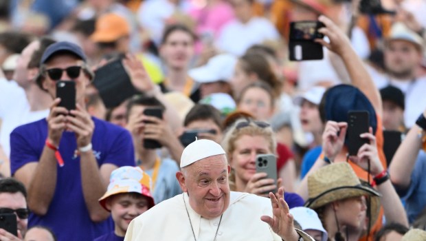 Pope Francis attends the open-air audience of XIII International Pilgrimage of Altar Servers at St. Peterís square in the Vatican on July 30, 2024