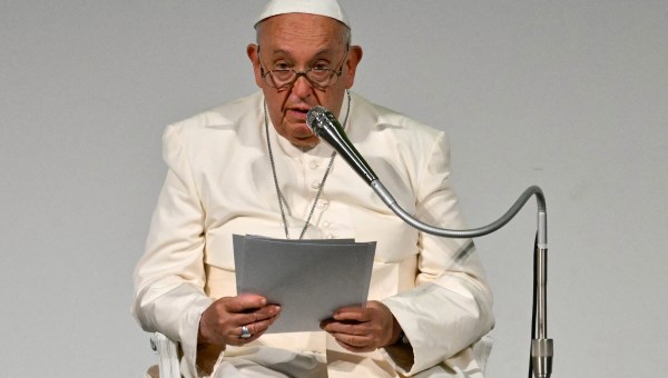 Pope Francis speaks during a pastoral visit on the occasion of the 50th Social Week of Italian Catholics