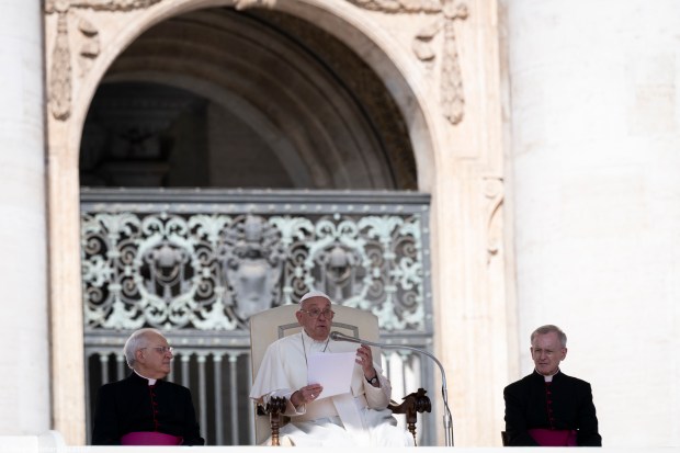 Pope Francis during his weekly general audience in St. Peter's square at the Vatican on August 28, 2024.