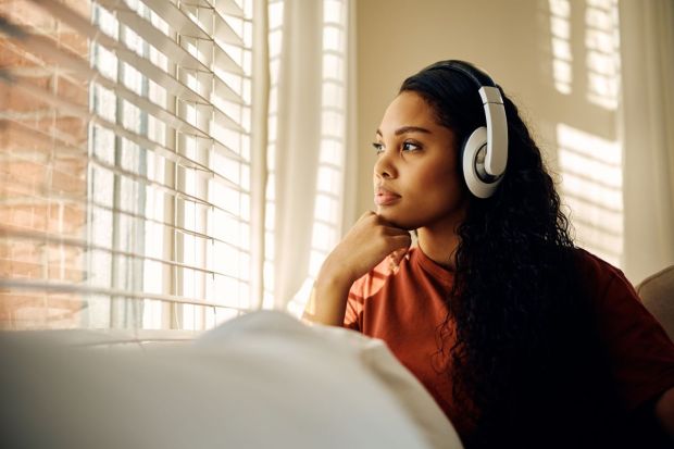 woman listening to music