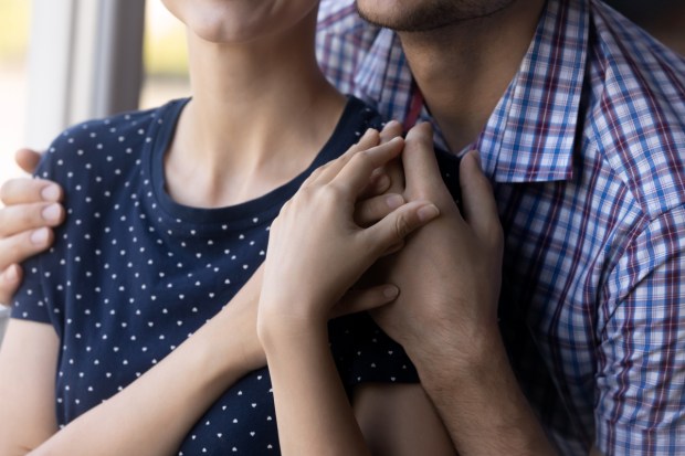 Couple grieving together