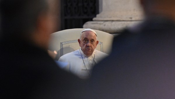 Pope Francis leads the ecumenical prayer vigil on October 11, 2024 in the Vatican.