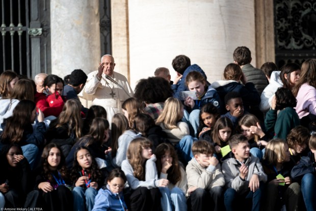 Pope Francis during the weekly general audience at St Peter's Square in The Vatican on November 27, 2024.
