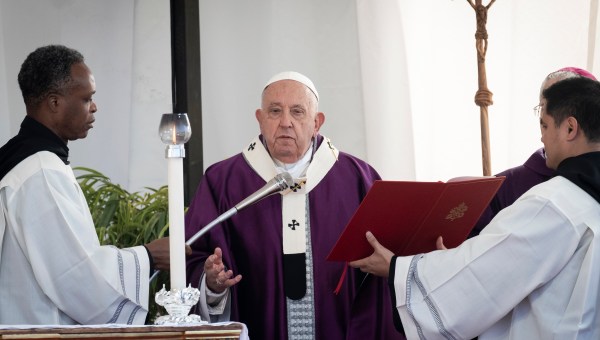 Pope Francis leads the All Souls' Day Papal Mass as part of the commemoration of all the faithful departed at the Laurentino cemetery in the south of Rome on November 2, 2024.