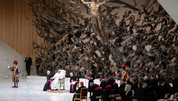 Pope Francis during his weekly general audience in Paul VI Hall at the Vatican on December 11, 2024.