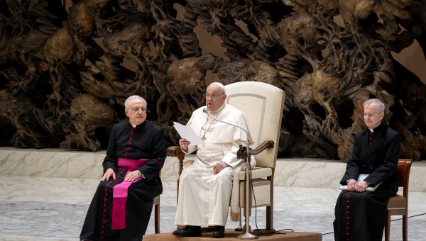 Pope Francis during his weekly general audience in Paul VI Hall at the Vatican on January 08, 2025.