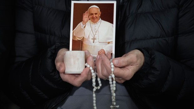 rosary prayer for Pope Francis' health in St. Peter's Square at the Vatican