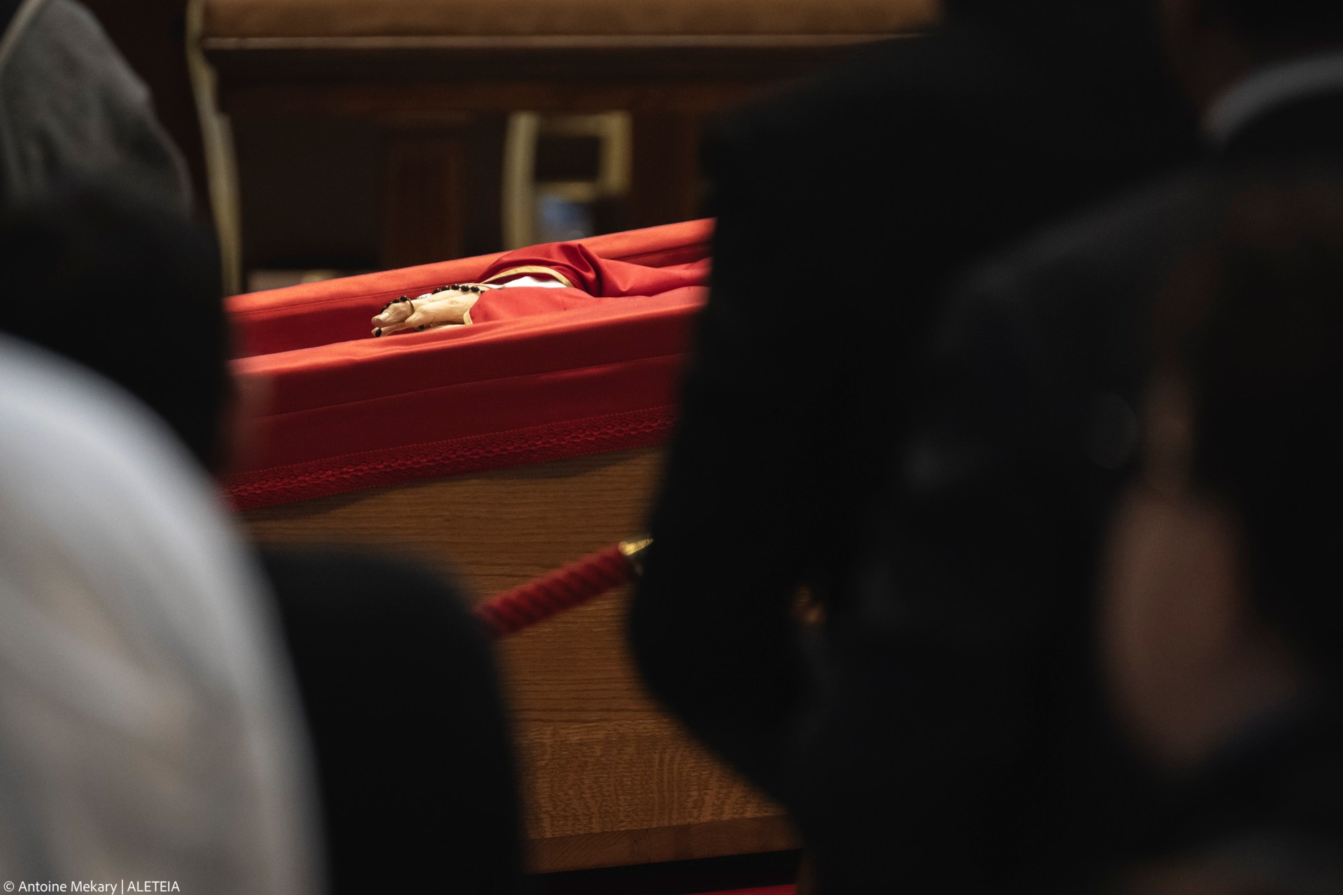 Coffin with body of Pope Francis displayed at Saint Peter's Basilica in Vatican on April 23, 2025.