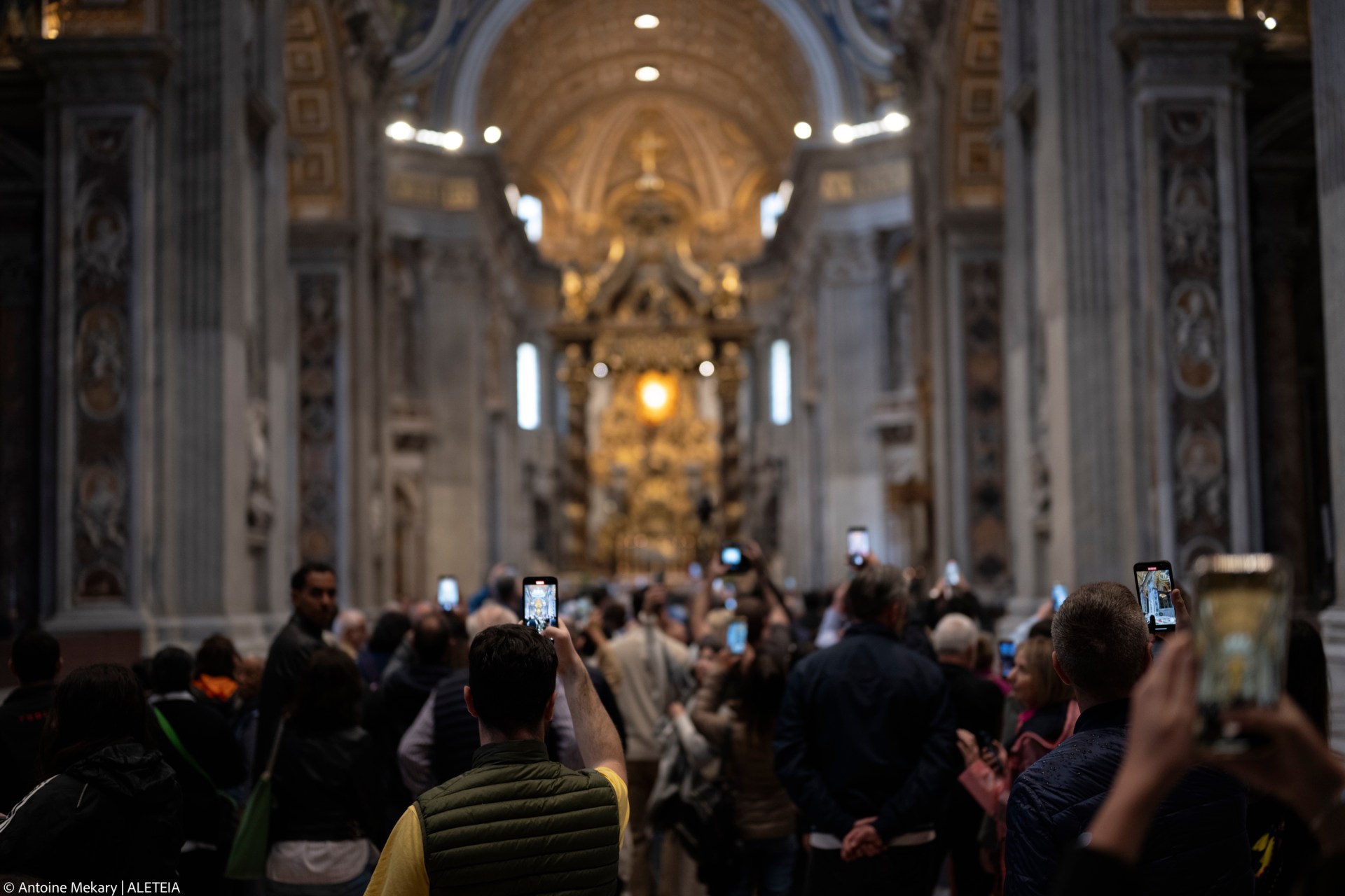 People queue at St Peter's Basilica to pay their respects to late Pope Francis as he lies in state in The Vatican, on April 24, 2025.
