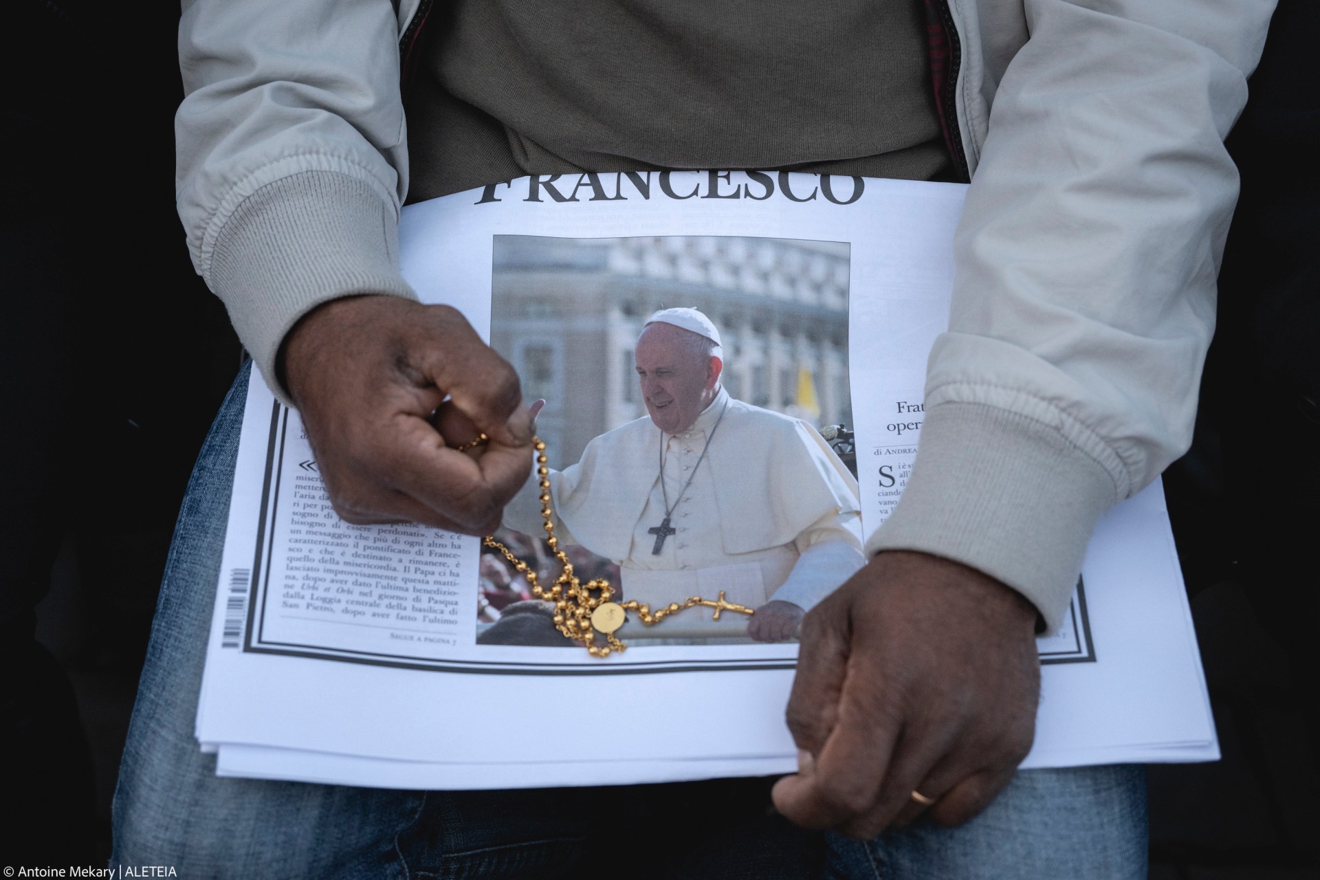 Faithful pray during the Rosary prayers in honor of Pope Francis