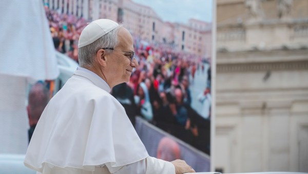 Pope Leo XIV during his first weekly General Audience in St. Peter’s Square, Vatican City, on May 21, 2025.