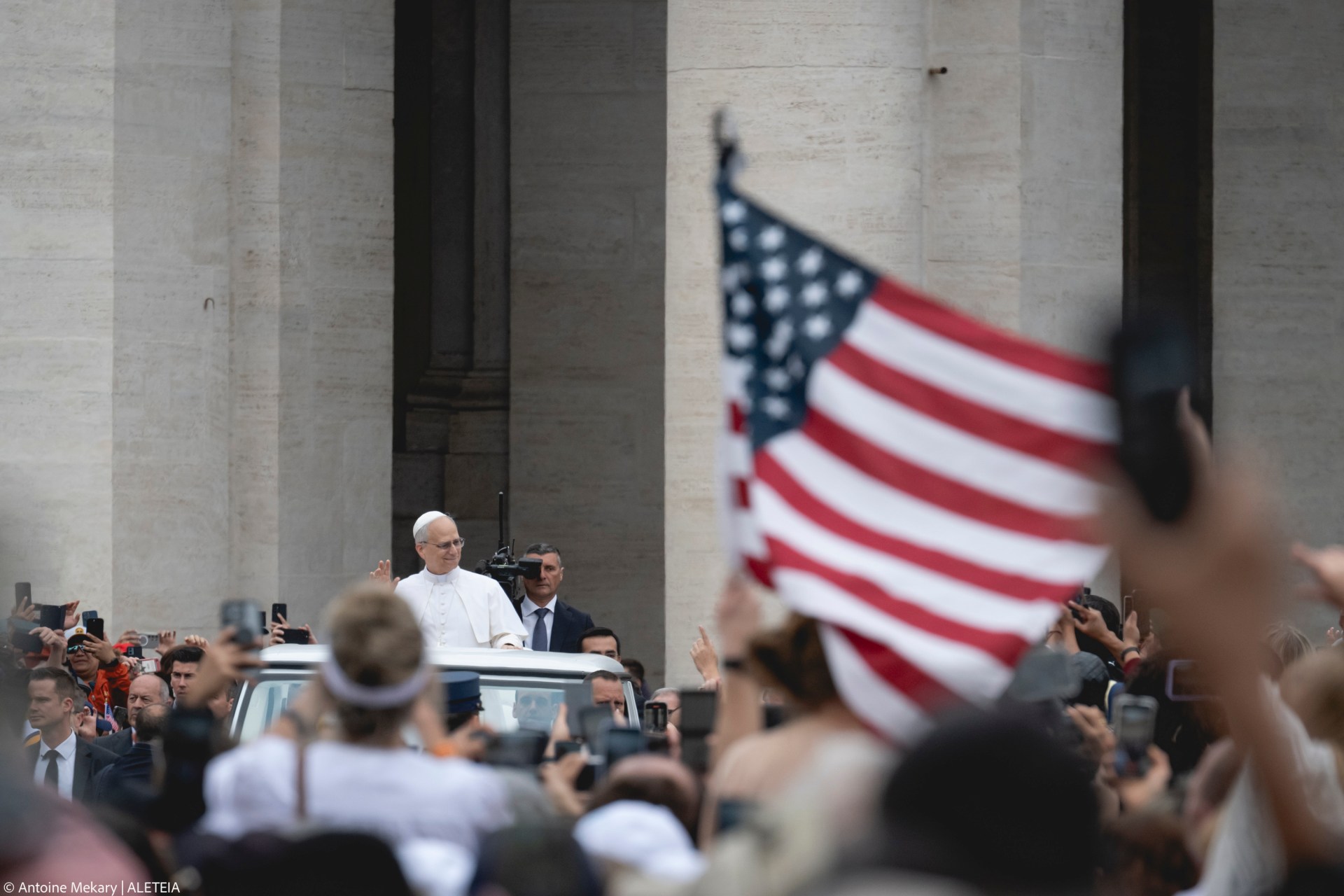 Pope Leo XIV during his first weekly General Audience in St. Peter’s Square, Vatican City, on May 21, 2025.