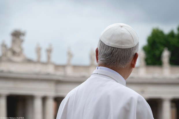 Pope Leo XIV during his first weekly General Audience in St. Peter’s Square, Vatican City, on May 21, 2025.